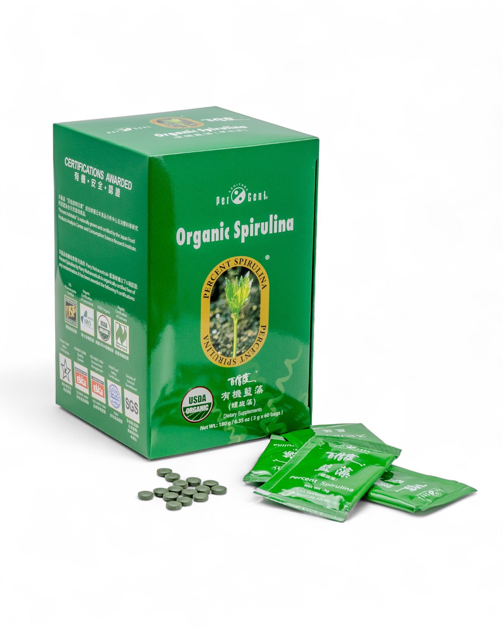 Ashitaba Percent Organic Spirulina (3g x 60 packs)